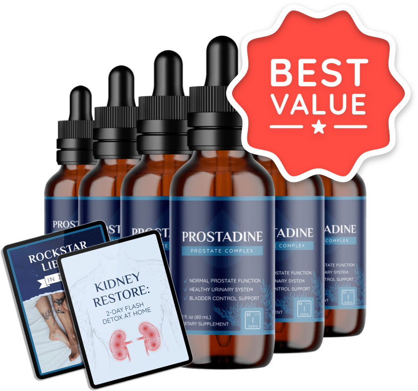 Six bottle pack of Prostadine 180 day supply best value with bonus eBooks